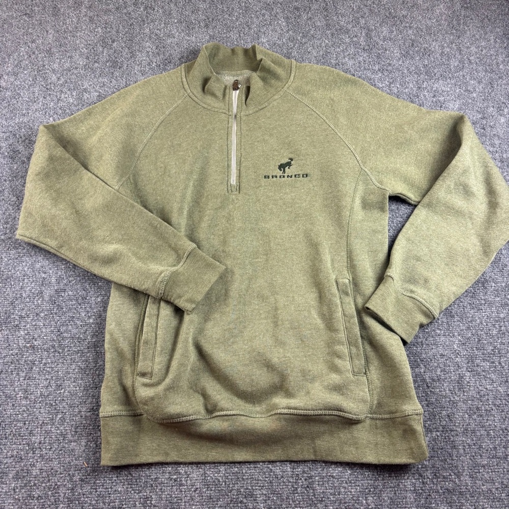 BRONCO Women’s Green 1/4 Zip Sweatshirt Super Soft Bronco Logo size: Large